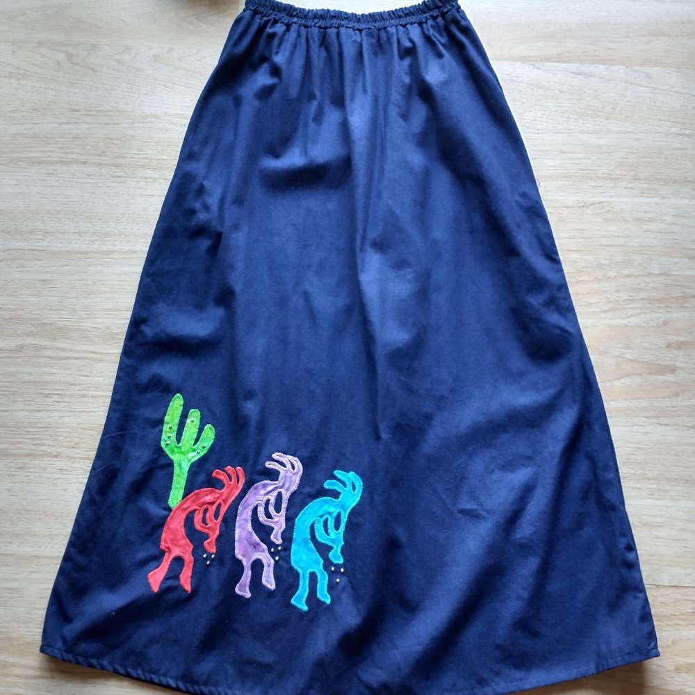 Alfredo's Wife Embroidered Maxi Chambray Skirt